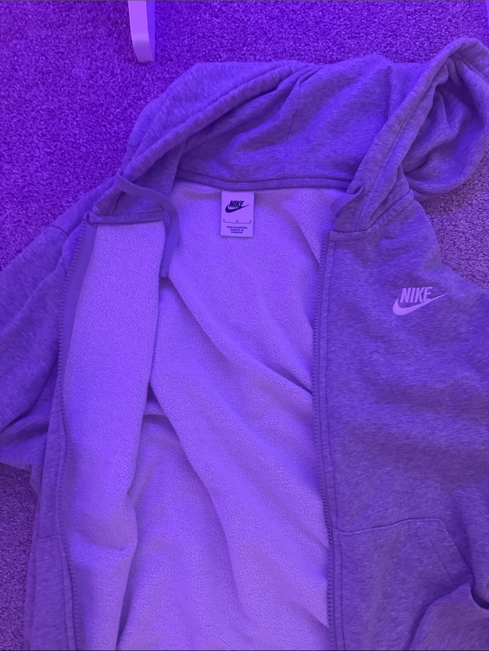 Nike Gray Hooded Zip-Up Fleece Jacket